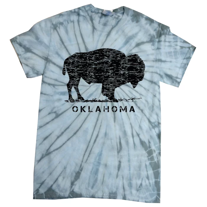 Oklahoma And American Buffalo Bison Tie-Dye T-Shirt