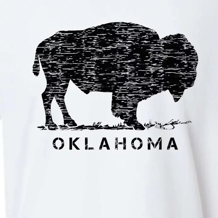 Oklahoma And American Buffalo Bison Sueded Cloud Jersey T-Shirt