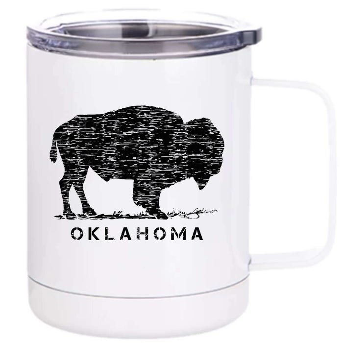 Oklahoma And American Buffalo Bison Front & Back 12oz Stainless Steel Tumbler Cup