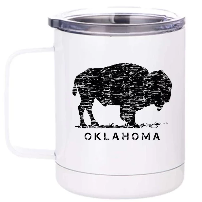 Oklahoma And American Buffalo Bison Front & Back 12oz Stainless Steel Tumbler Cup