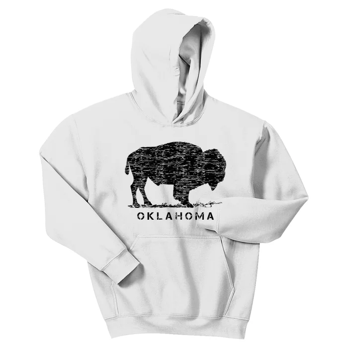 Oklahoma And American Buffalo Bison Kids Hoodie