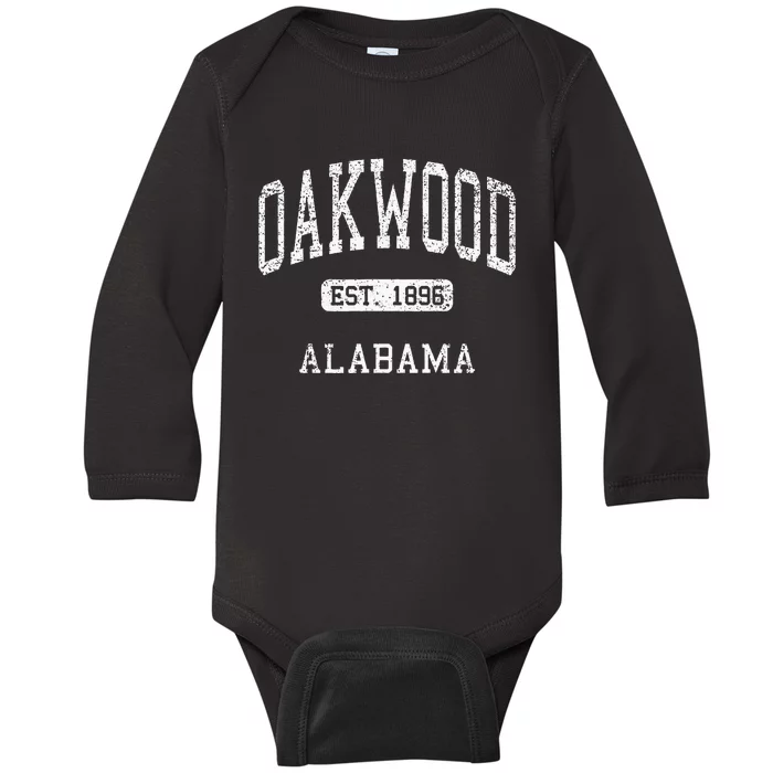 Oakwood Alabama Al Vintage Athletic Sports Design Souvenir Baby Long Sleeve Bodysuit