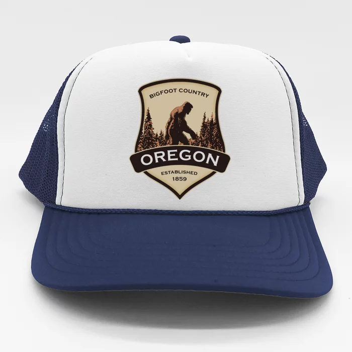 Oregon And A Bigfoot Or A Sasquatch Trucker Hat