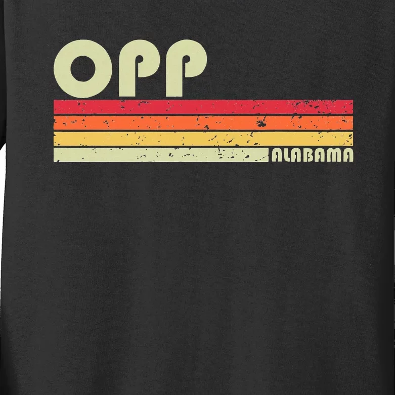 Opp Al Alabama Funny City Home Roots Gift Retro 70s 80s Kids Long Sleeve Shirt