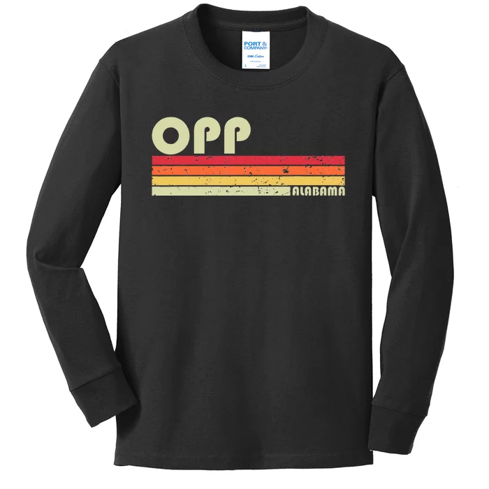 Opp Al Alabama Funny City Home Roots Gift Retro 70s 80s Kids Long Sleeve Shirt