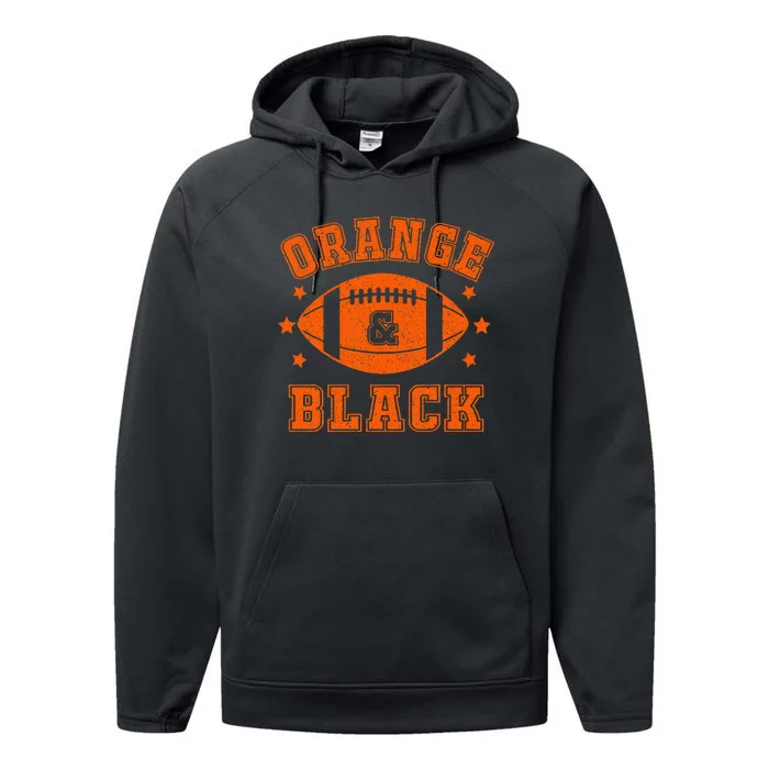 Orange And Black School Spirit Performance Fleece Hoodie