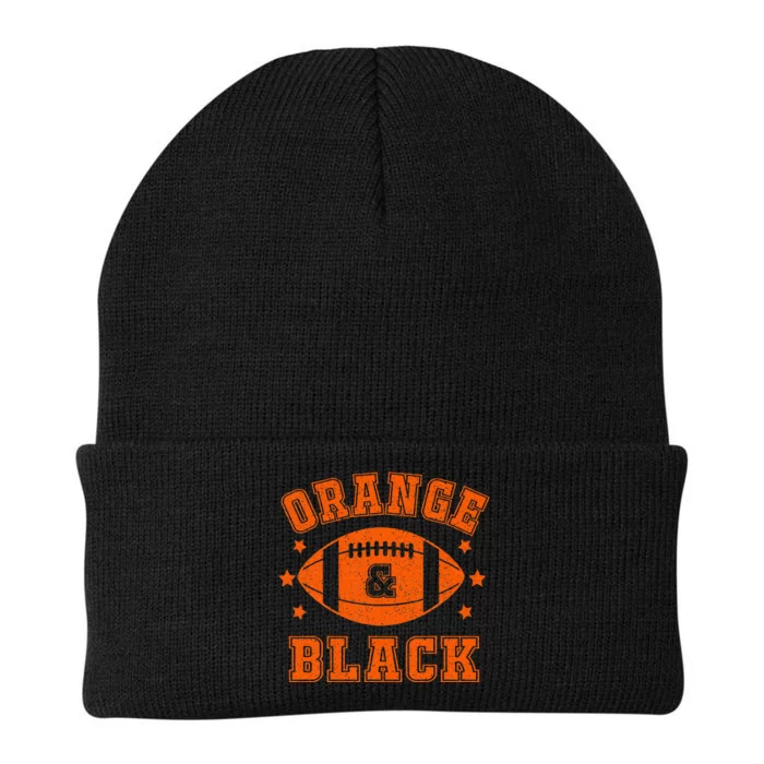 Orange And Black School Spirit Knit Cap Winter Beanie