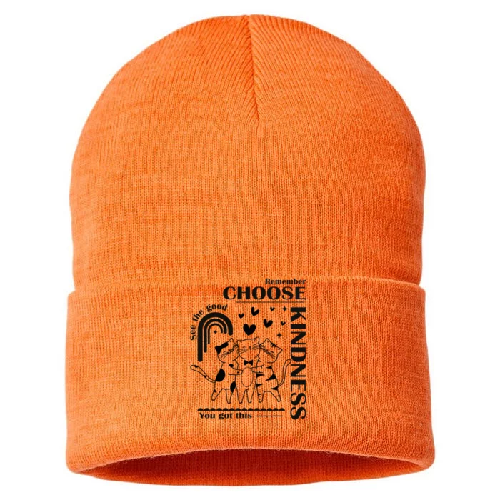 Orange Anti Bullying Cats Be Kind Unity Day Sustainable Knit Beanie