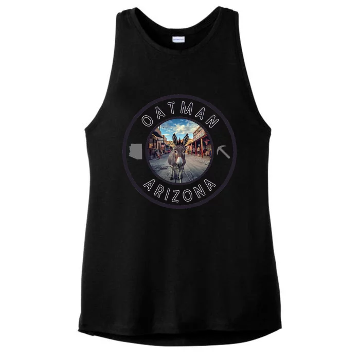 Oatman Arizona Burro In Town Ladies Tri-Blend Wicking Tank