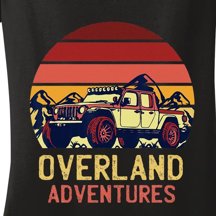 Overland Adventures Camping Offroad Graphic Women's V-Neck T-Shirt