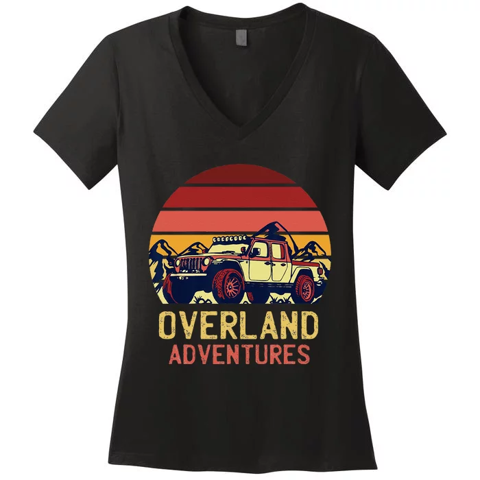 Overland Adventures Camping Offroad Graphic Women's V-Neck T-Shirt