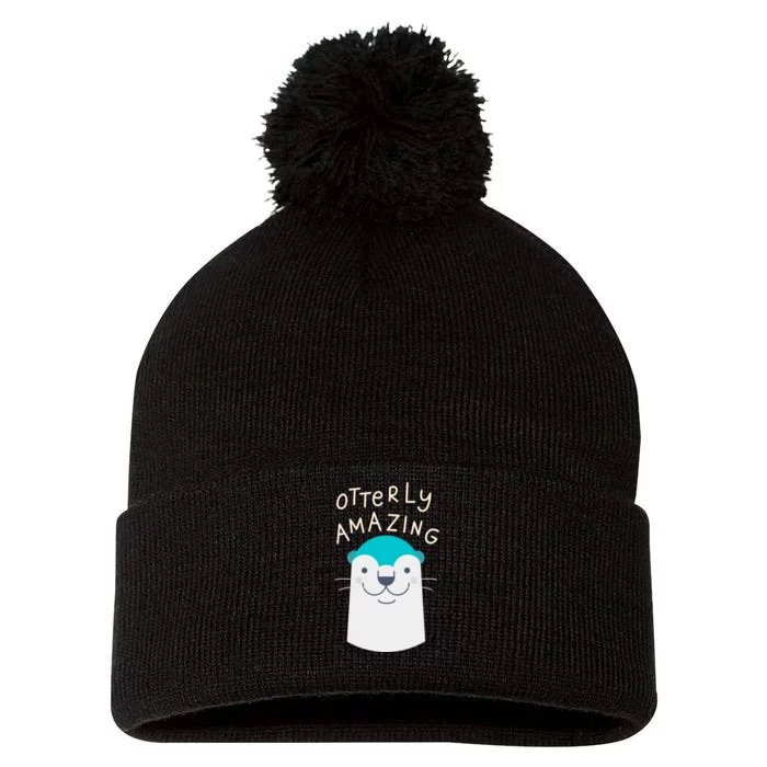 Otterly Amazing Cute Funny Pom Pom 12in Knit Beanie