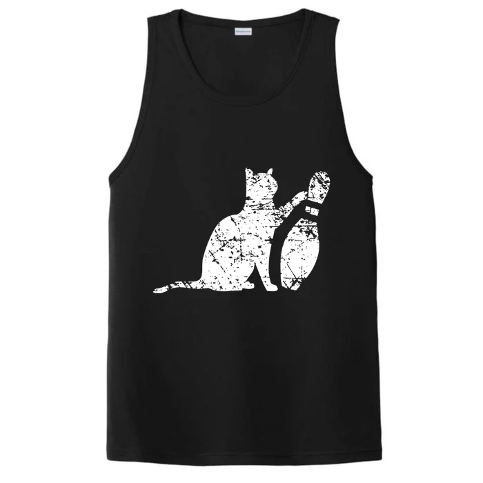 Ornery Alley Cat Tipping Bowling Pin Performance Tank