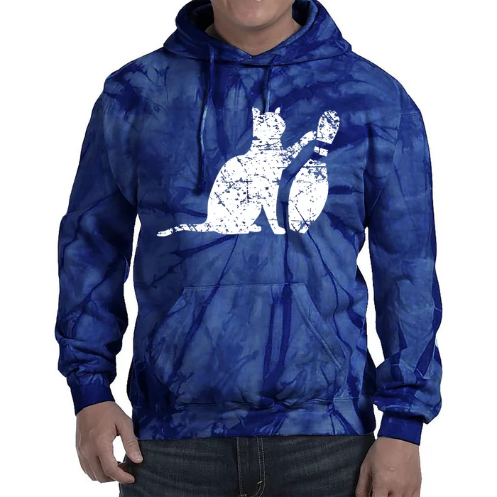 Ornery Alley Cat Tipping Bowling Pin Tie Dye Hoodie