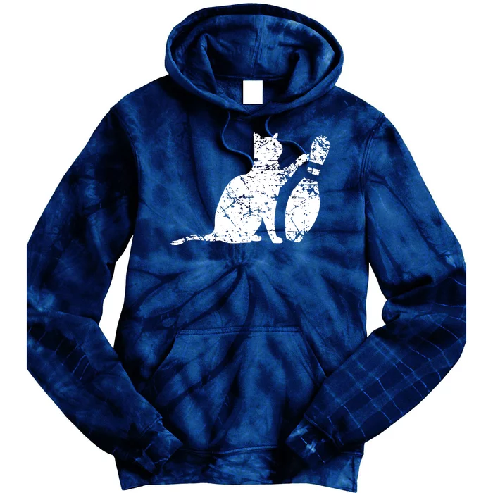 Ornery Alley Cat Tipping Bowling Pin Tie Dye Hoodie