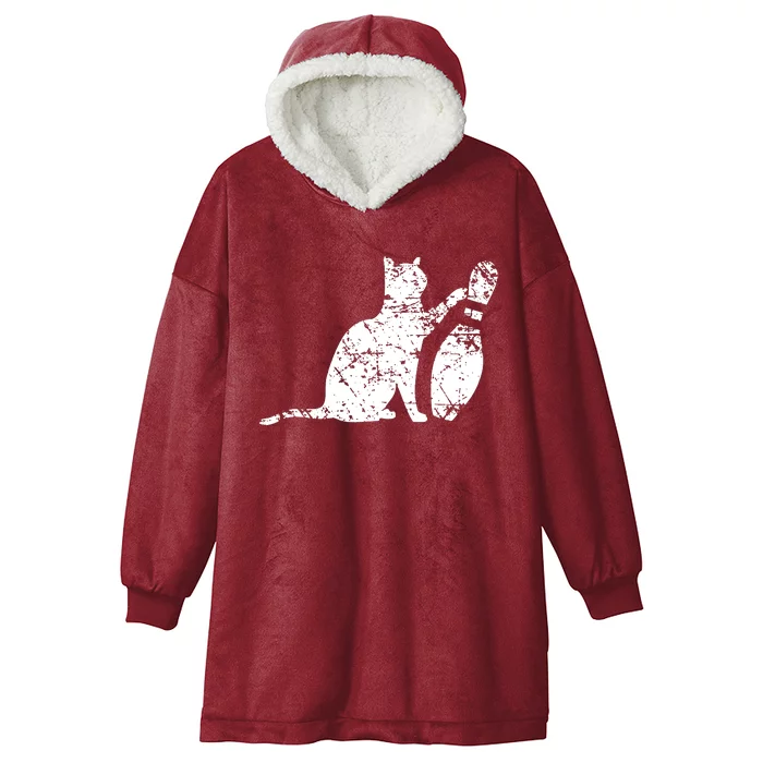 Ornery Alley Cat Tipping Bowling Pin Hooded Wearable Blanket