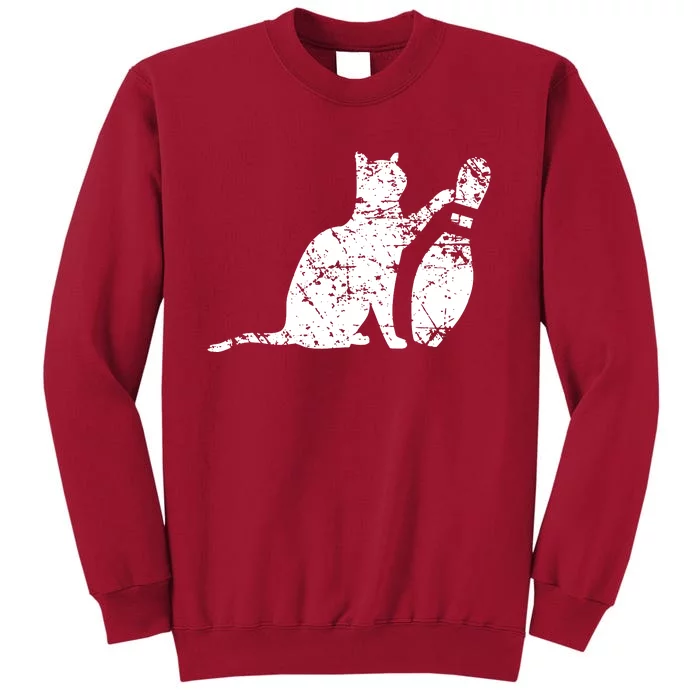 Ornery Alley Cat Tipping Bowling Pin Tall Sweatshirt