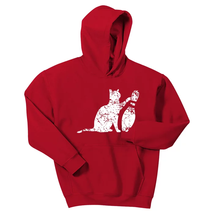 Ornery Alley Cat Tipping Bowling Pin Kids Hoodie