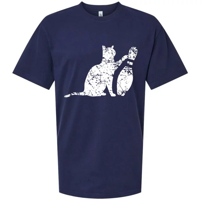 Ornery Alley Cat Tipping Bowling Pin Sueded Cloud Jersey T-Shirt