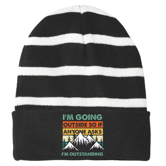 Outdoor And Camping Striped Beanie with Solid Band