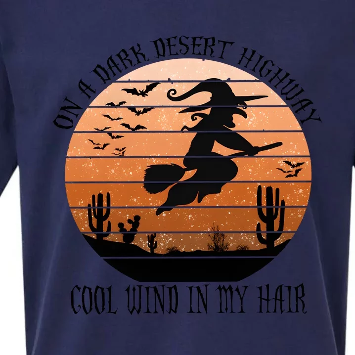 On A Dark Desert Highway Cool Wind In My Hair Halloween Witch Sueded Cloud Jersey T-Shirt