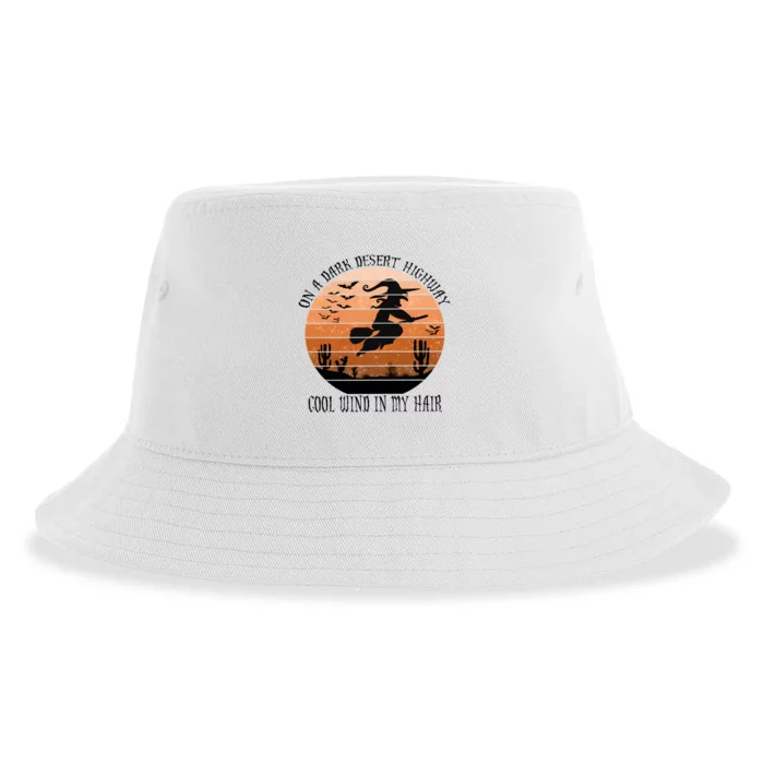 On A Dark Desert Highway Cool Wind In My Hair Halloween Witch Sustainable Bucket Hat