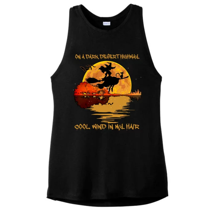 On A Dark Desert Highway Cool Wind In My Hair Witch Ladies Tri-Blend Wicking Tank