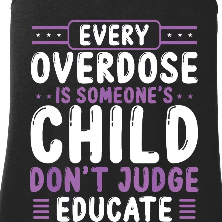 Overdose Awareness Dont Judge Educate Purple Ribbon Ladies Essential Tank