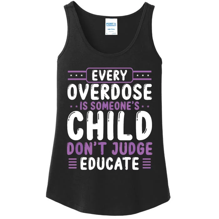 Overdose Awareness Dont Judge Educate Purple Ribbon Ladies Essential Tank