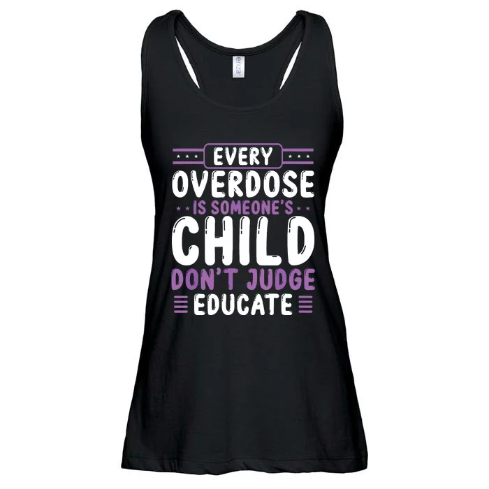 Overdose Awareness Dont Judge Educate Purple Ribbon Ladies Essential Flowy Tank