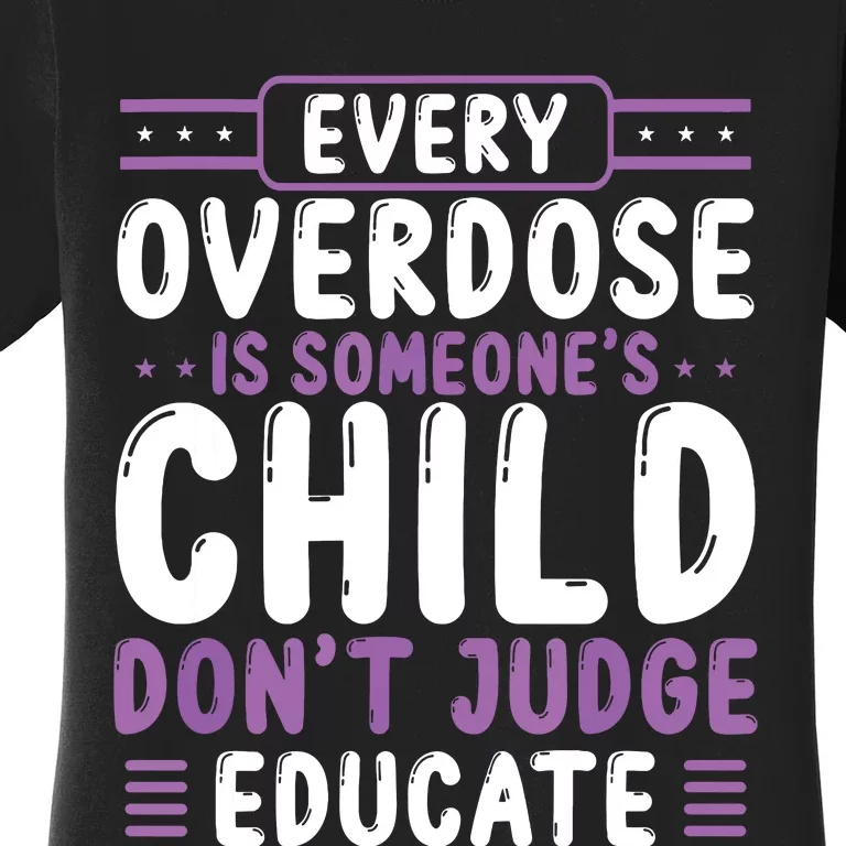 Overdose Awareness Dont Judge Educate Purple Ribbon Women's T-Shirt