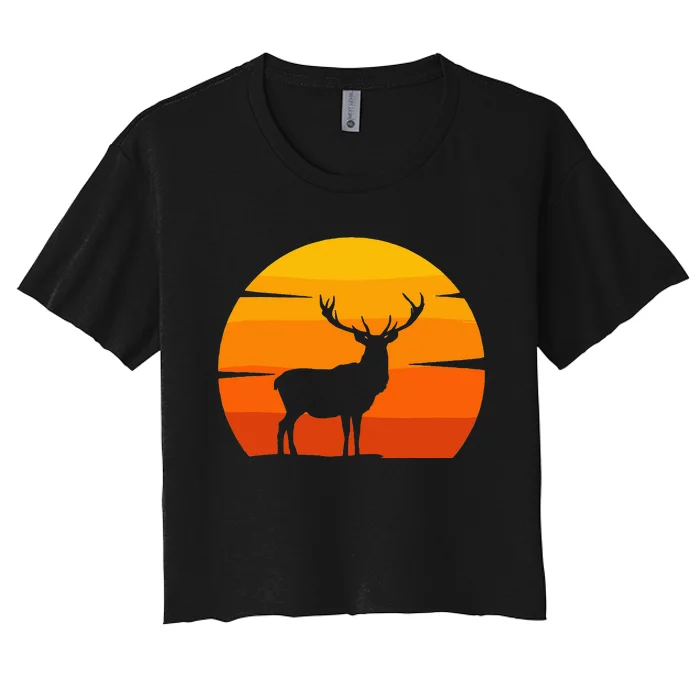 Outdoor Antlers Deer Women's Crop Top Tee