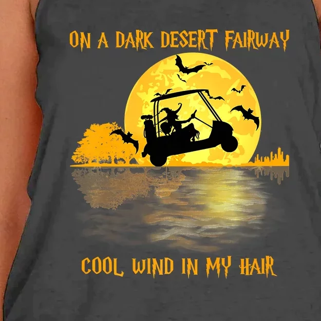 On A Dark Desert Fairway Golf Witch Cool Wind In My Hair Women's Knotted Racerback Tank