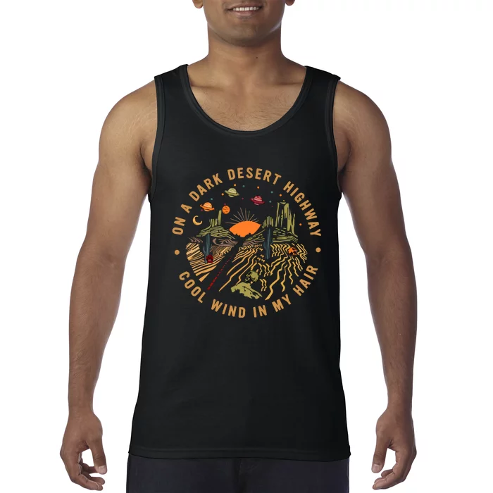 On A Dark Desert Highway Adventure Tank Top