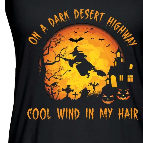 On A Dark Desert Highway Cool Wind In My Hair Funny Halloween Ladies Essential Flowy Tank