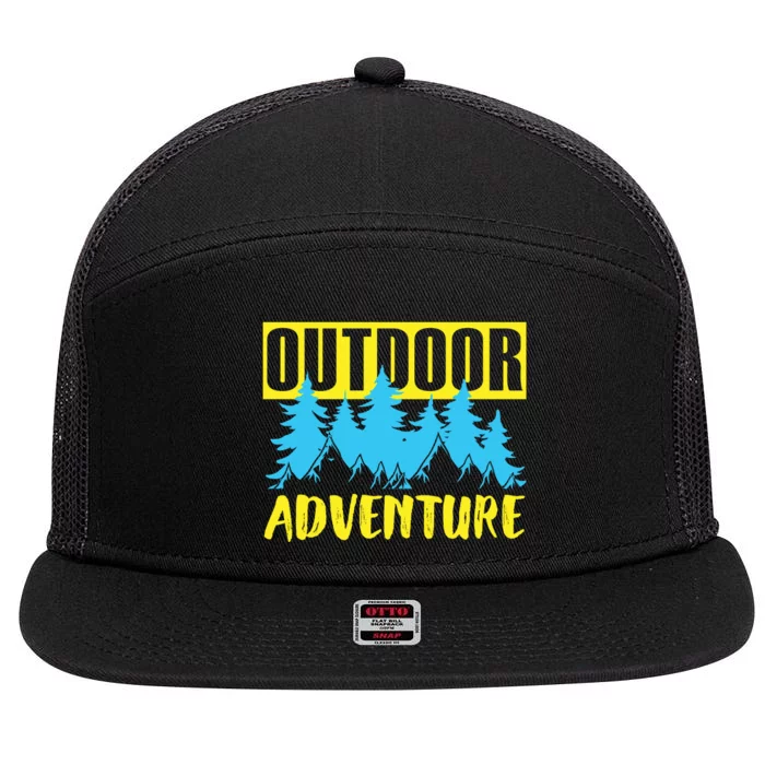 Outdoor Adventure Enthusiast Graphic 7 Panel Mesh Trucker Snapback Hat