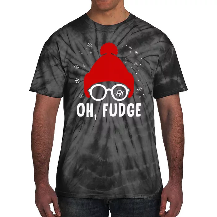 Oh A Fudge Funny Christmas Saying Vintage Xmas Santa Hat Tie-Dye T-Shirt