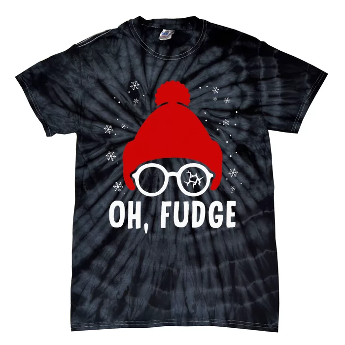 Oh A Fudge Funny Christmas Saying Vintage Xmas Santa Hat Tie-Dye T-Shirt