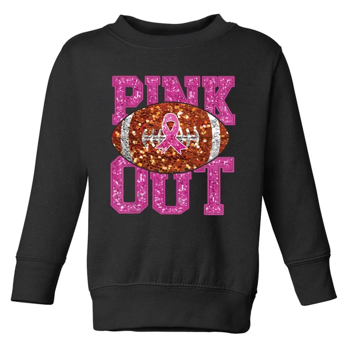 Out American Football Game Day Breast Cancer Awareness Toddler Sweatshirt