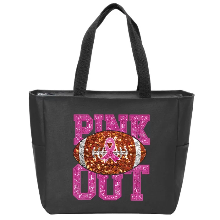 Out American Football Game Day Breast Cancer Awareness Zip Tote Bag