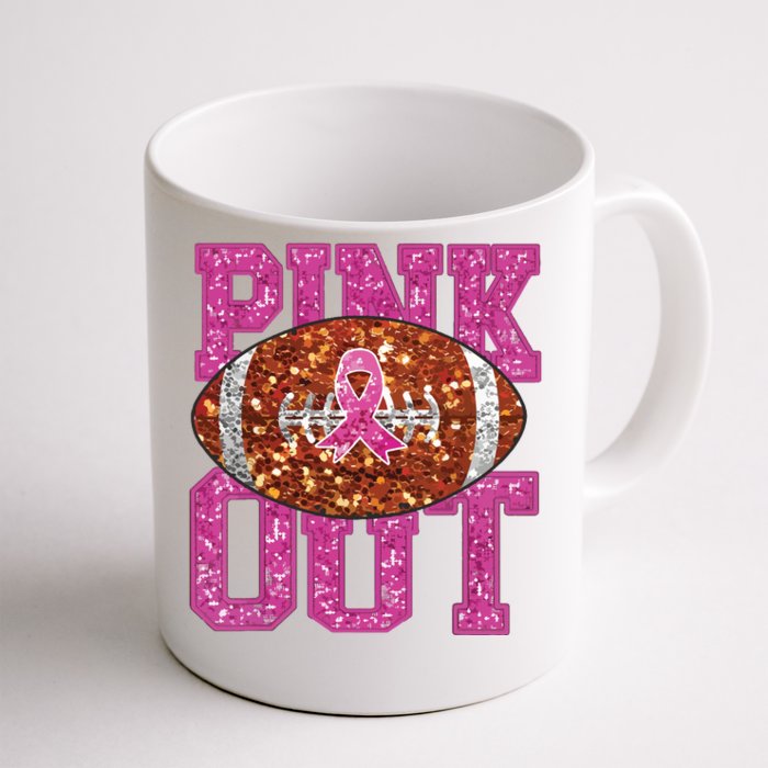 Out American Football Game Day Breast Cancer Awareness Front & Back Coffee Mug