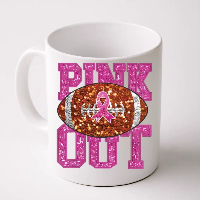 Out American Football Game Day Breast Cancer Awareness Front & Back Coffee Mug