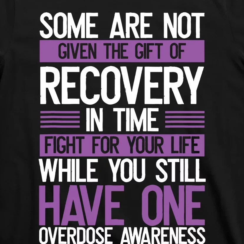 Overdose Awareness Fighter Purple Ribbon Drug Abuse T-Shirt