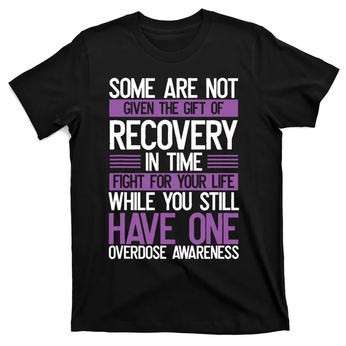 Overdose Awareness Fighter Purple Ribbon Drug Abuse T-Shirt