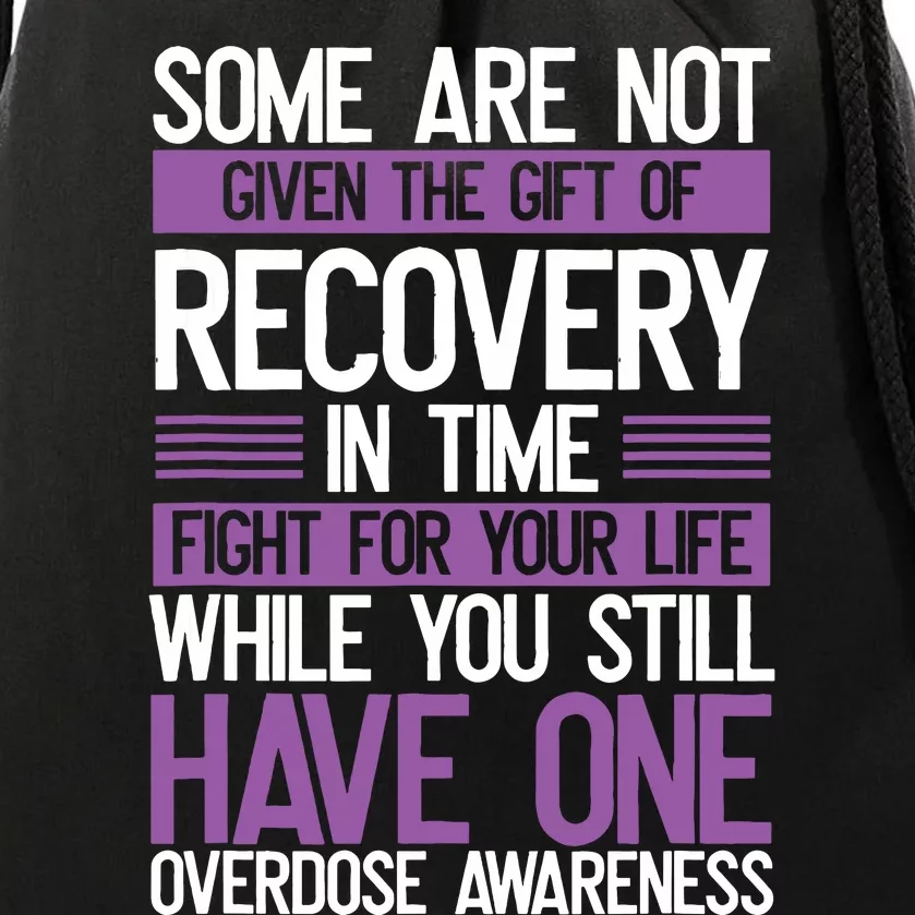 Overdose Awareness Fighter Purple Ribbon Drug Abuse Drawstring Bag