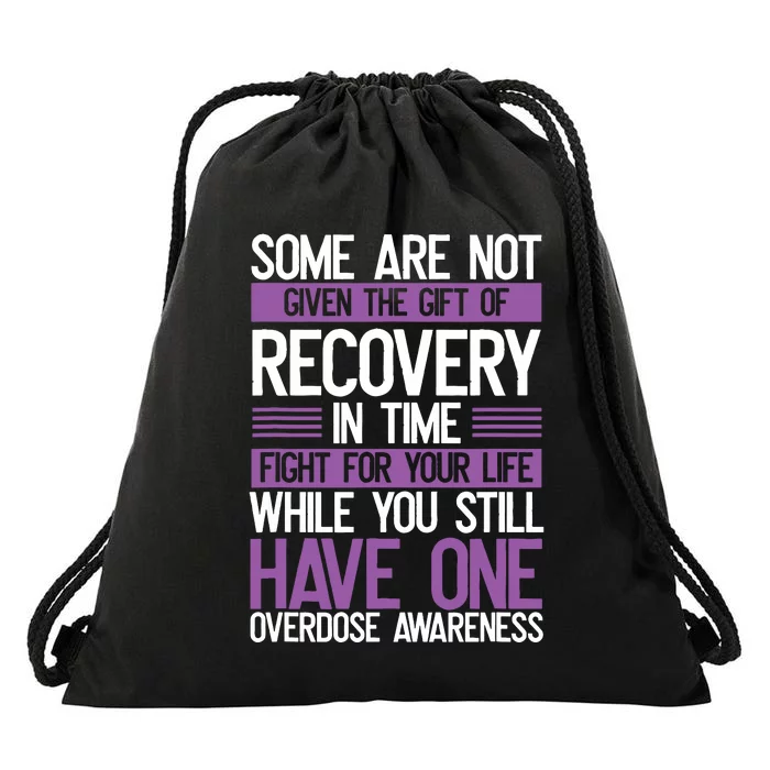 Overdose Awareness Fighter Purple Ribbon Drug Abuse Drawstring Bag