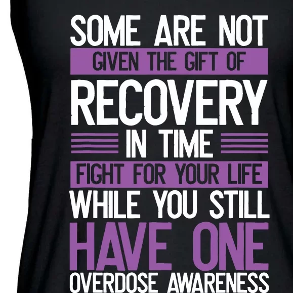 Overdose Awareness Fighter Purple Ribbon Drug Abuse Ladies Essential Flowy Tank