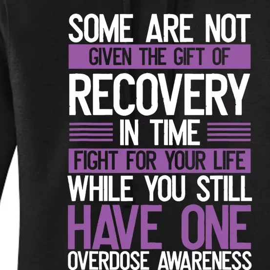 Overdose Awareness Fighter Purple Ribbon Drug Abuse Women's Pullover Hoodie