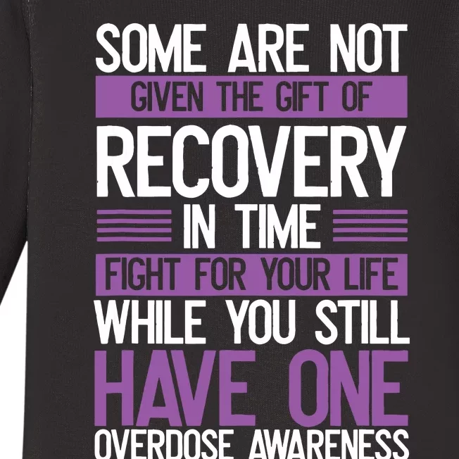 Overdose Awareness Fighter Purple Ribbon Drug Abuse Baby Long Sleeve Bodysuit