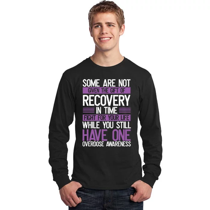 Overdose Awareness Fighter Purple Ribbon Drug Abuse Tall Long Sleeve T-Shirt